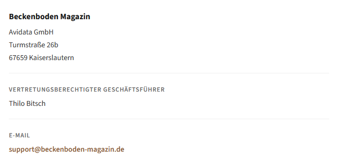 Kontaktdaten Beckenboden Magazin – Avidata GmbH
