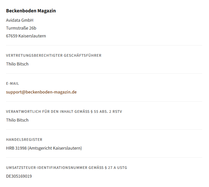 Kontaktdaten Beckenboden Magazin – Avidata GmbH